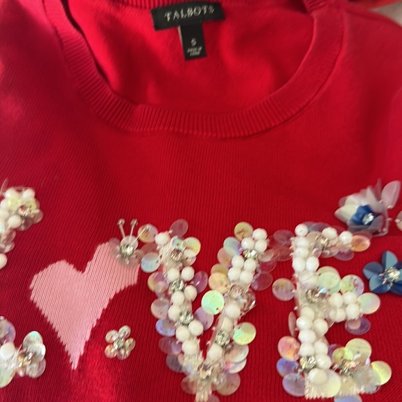 Talbots Love Sequined Sweater SZ Small Gently used. Good Condition 3/4 Sleeve - Picture 3 of 6